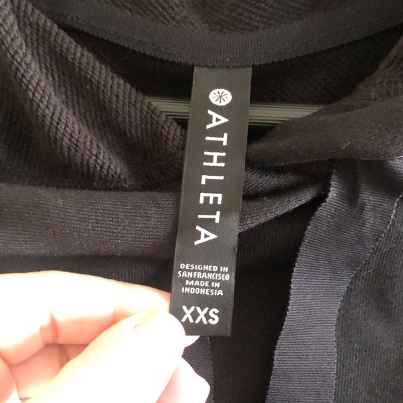 Athleta Black Mala Hoodie Sweatshirt Midi Dress - Picture 2 of 9
